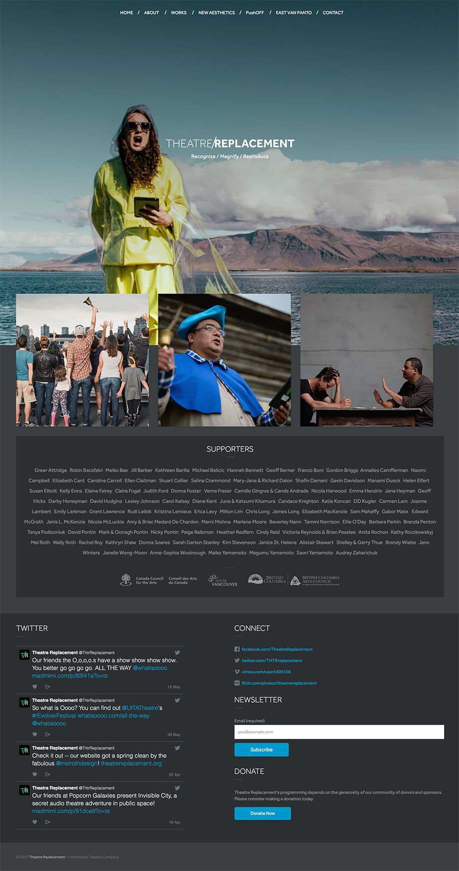 Theatre Company Website Design Home Page